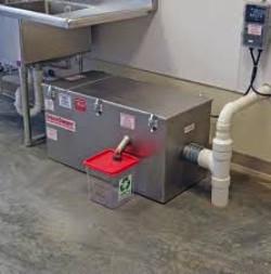 Stainless steel grease trap with enzyme dosing unit